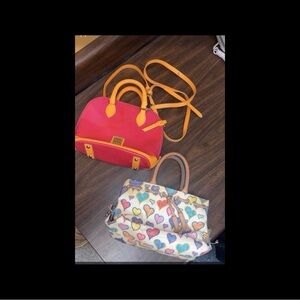 Colorful Heart Print and Pink Handbag Set